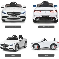 3 Gang Elektroauto 12V Kinderauto mit 2,4G-Fernbedienung mit Musik 120 x 70 x 52 cm Weiß