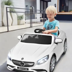 3 Gang Elektroauto 12V Kinderauto mit 2,4G-Fernbedienung mit Musik 120 x 70 x 52 cm Weiß