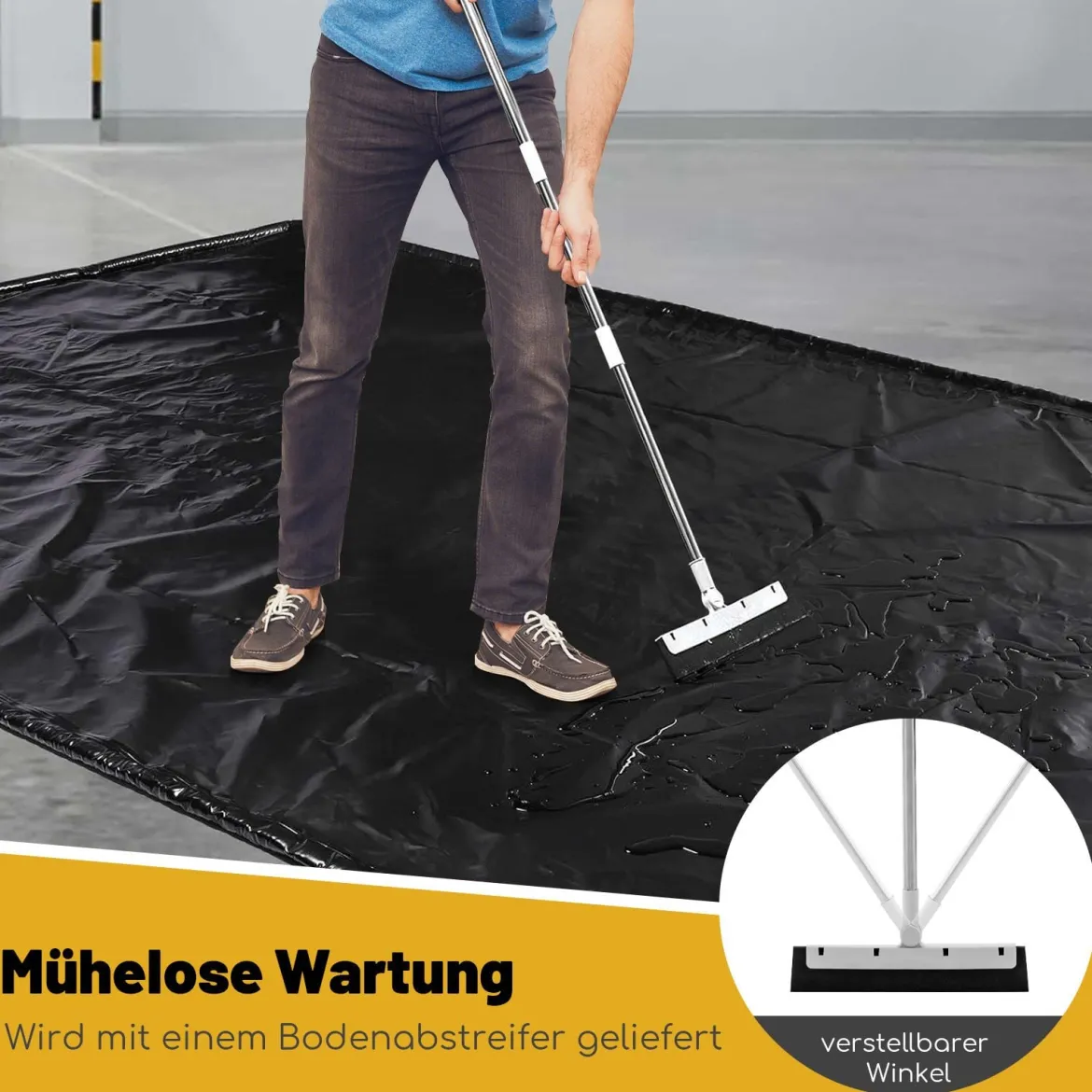 Garagenbodenmatte 2,75 x 6,7 m Rutschfeste Auffangmatte für Wasserbeständigen Schutz vor Schnee Regen Schwarz