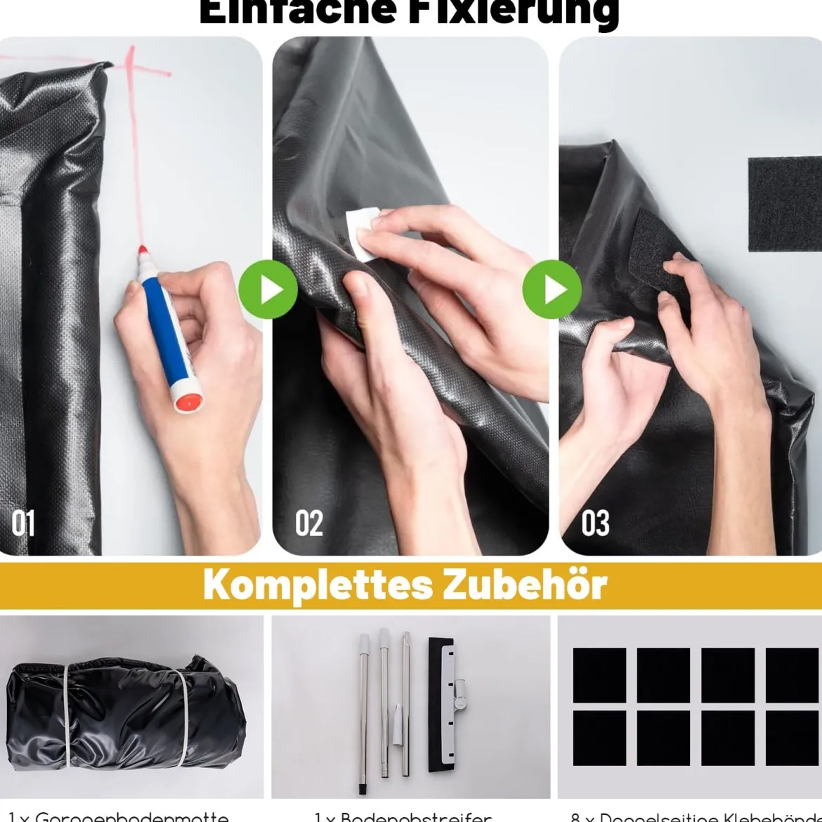 Garagenmatte Auto 550 x 240 cm Ölmatte Garage Ölauffangmatte rutschfest & wasserfest Schwarz