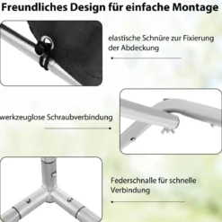 Garagenzelt 160 x 218 x 164 cm Gerätehaus Wasserdicht mit Metallrahmen Grau/Dunkelgrau