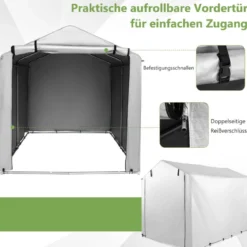 Garagenzelt 160 x 218 x 164 cm Gerätehaus Wasserdicht mit Metallrahmen Grau/Dunkelgrau