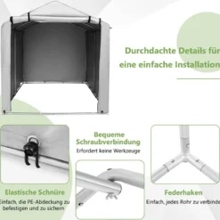 Garagenzelt 160 x 218 x 164 cm Gerätehaus Wasserdicht mit Metallrahmen Grau/Dunkelgrau