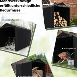 Garagenzelt 160 x 218 x 164 cm Gerätehaus Wasserdicht mit Metallrahmen Grau/Dunkelgrau