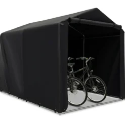 Garagenzelt 160 x 218 x 164 cm Gerätehaus Wasserdicht mit Metallrahmen Grau/Dunkelgrau