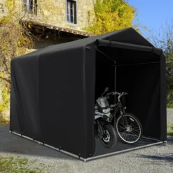Garagenzelt 160 x 218 x 164 cm Gerätehaus Wasserdicht mit Metallrahmen Grau/Dunkelgrau