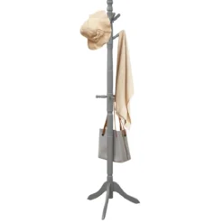Garderobenständer mit 9 Haken freistehender Kleiderständer mit verstellbarer höhen 175 cm Grau