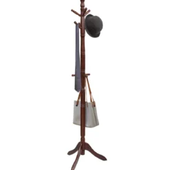 Garderobenständer mit 9 Haken freistehender Kleiderständer mit verstellbarer höhen 175 cm Braun