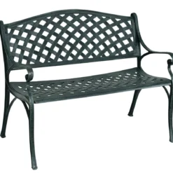 Gartenbank Aluminium-Sitzbank mit Armlehnen Sitzbank 103 x 55 x 82 cm Antikes Grün