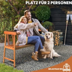 Gartenbank aus Akazienholz Sitzbank bis 360kg belastbar 2 Sitzer Holzbank 110x46x72cm
