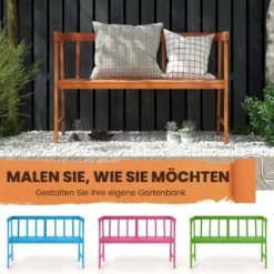 Gartenbank aus Akazienholz Sitzbank bis 360kg belastbar 2 Sitzer Holzbank 110x46x72cm