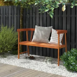 Gartenbank aus Akazienholz Sitzbank bis 360kg belastbar 2 Sitzer Holzbank 110x46x72cm