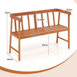 Gartenbank aus Akazienholz Sitzbank bis 360kg belastbar 2 Sitzer Holzbank 110x46x72cm