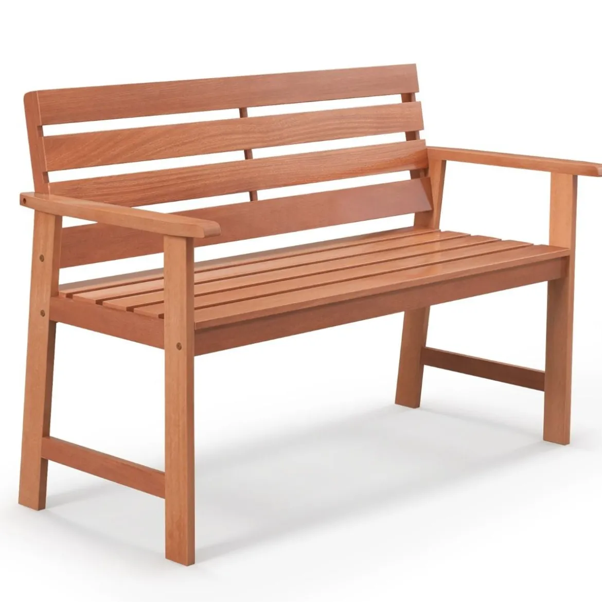 Gartenbank aus Hartholz Holzbank wetterfest Sitzbank für 2 Personen Balkonbank aus Hartholz 120,5 x 64 x 84 cm Natur