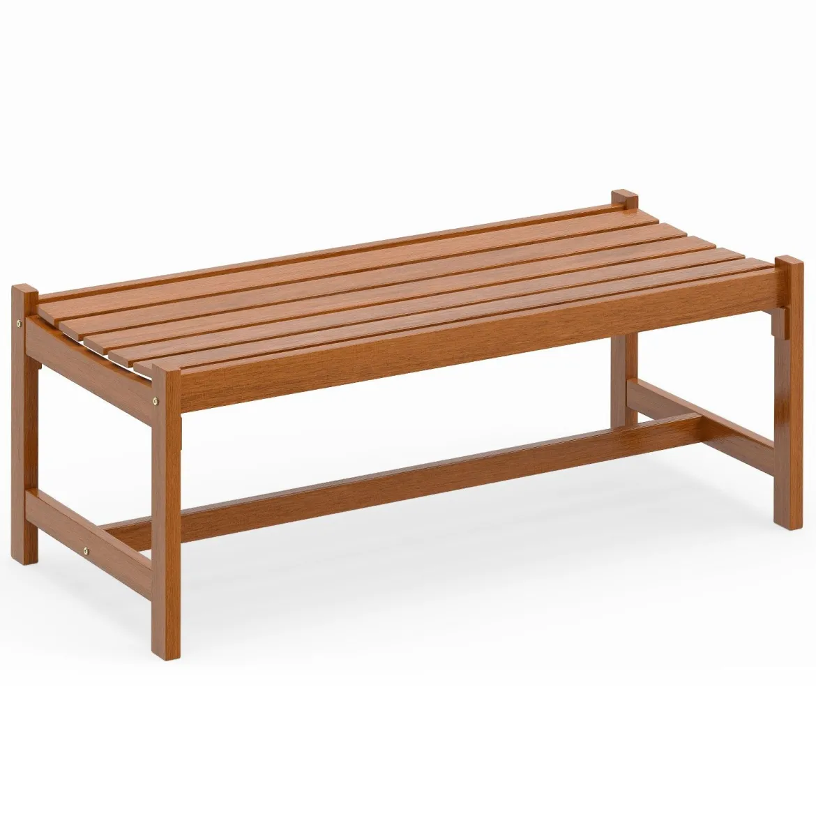 Gartenbank aus Holz Outdoor Holzbank mit Teaköl-Finish und Geschwungener Sitzfläche 2-Personen Terrassenbank