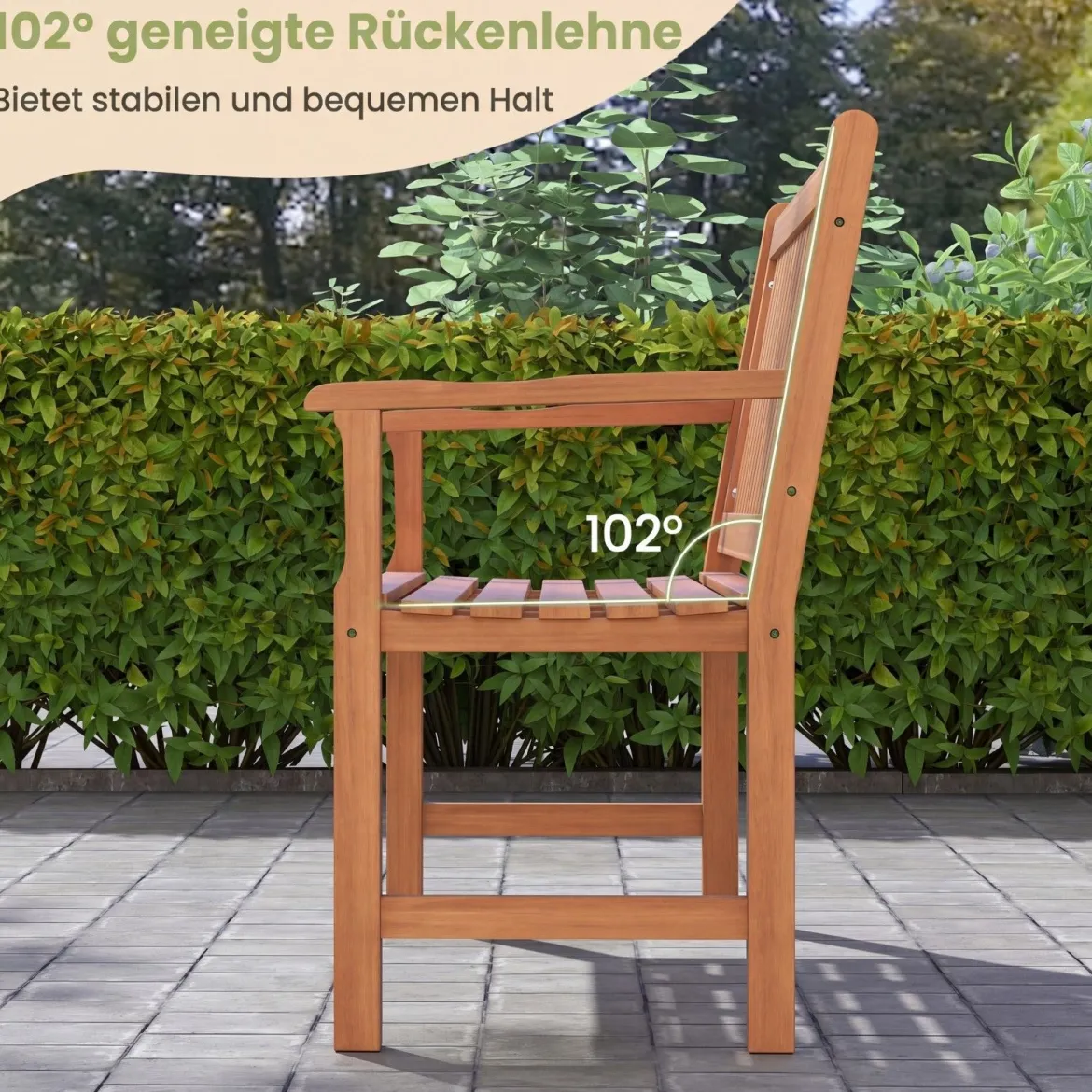 Gartenbank aus Tannenholz 2-Sitzer Sitzbank mit Ergonomischer Rückenlehne bis 300 kg Belastbar 115 x 53,5 x 89 cm