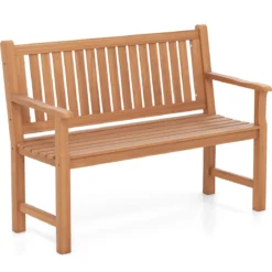 Gartenbank aus Tannenholz 2-Sitzer Sitzbank mit Ergonomischer Rückenlehne bis 300 kg Belastbar 115 x 53,5 x 89 cm