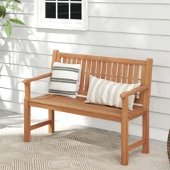 Gartenbank aus Tannenholz 2-Sitzer Sitzbank mit Ergonomischer Rückenlehne bis 300 kg Belastbar 115 x 53,5 x 89 cm