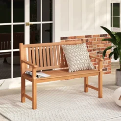 Gartenbank aus Tannenholz 2-Sitzer Sitzbank mit Ergonomischer Rückenlehne bis 300 kg Belastbar 115 x 53,5 x 89 cm
