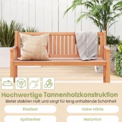 Gartenbank aus Tannenholz 3-Sitzer Sitzbank mit Ergonomischer Rückenlehne bis 450 kg Belastbar 150 x 53,5 x 89 cm