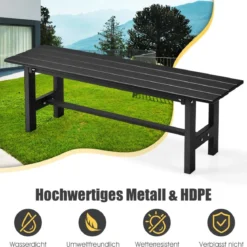 Gartenbank für 2 Personen mit Lattensitz bis 300kg belastbar 120 x 36 x 40,5 cm Schwarz