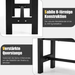 Gartenbank für 2 Personen mit Lattensitz bis 300kg belastbar 120 x 36 x 40,5 cm Schwarz