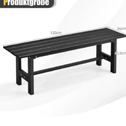 Gartenbank für 2 Personen mit Lattensitz bis 300kg belastbar 120 x 36 x 40,5 cm Schwarz