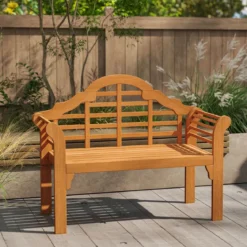Gartenbank Klappbank aus Holz für den Außenbereich 123 x 54 x 96 cm Natur