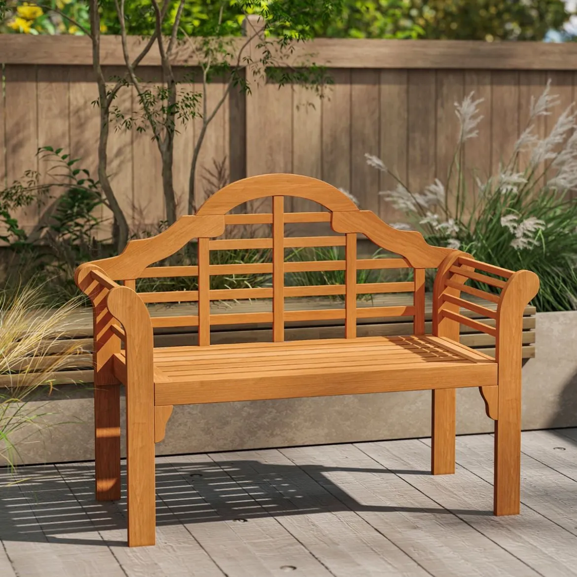 Gartenbank Klappbank aus Holz für den Außenbereich 123 x 54 x 96 cm Natur