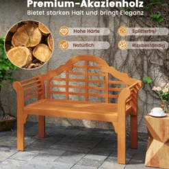 Gartenbank Klappbank aus Holz für den Außenbereich 123 x 54 x 96 cm Natur
