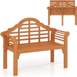 Gartenbank Klappbank aus Holz für den Außenbereich 123 x 54 x 96 cm Natur