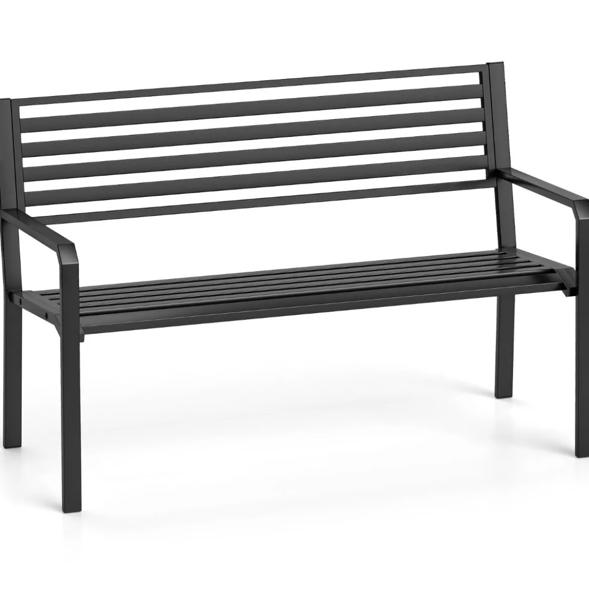 Gartenbank Metall wetterfeste Sitzbank für 2 Personen Eisenbank für Garten Terrasse Balkon 127 x 56 x 82 cm Schwarz