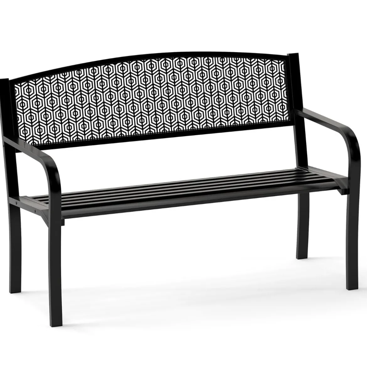 Gartenbank Metall Wetterfeste Sitzbank für 2 Personen Balkonbank mit Armlehne 128 x 60 x 86 cm