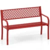 Gartenbank Metall wetterfeste Sitzbank für 2 Personen Metallbank bis 360 kg belastbar 127 x 59 x 82 cm Rot
