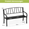 Gartenbank Metall wetterfeste Sitzbank für 2 Sitzer Parkbank mit Rückenlehne & Armlehne 128 x 60 x 86 cm Schwarz