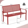 Gartenbank Metall wetterfeste Sitzbank für 2-3 Sitzer Parkbank mit Rückenlehne & Armlehne 127 x 62 x 86 cm Rot