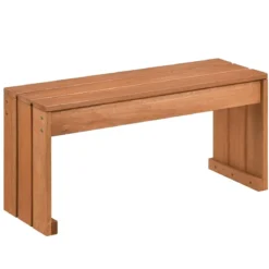 Gartenbank ohne Lehne Wetterfest Sitzbank aus Hartholz Balkonbank 50 x 40 x 81 cm Natur