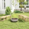 Gartenbank ohne Rückenlehne für 2-3 Sitzer Wetterfeste Holzbank bis 325 kg Belastbar Natur