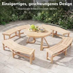 Gartenbank ohne Rückenlehne für 2-3 Sitzer Wetterfeste Holzbank bis 325 kg Belastbar Natur