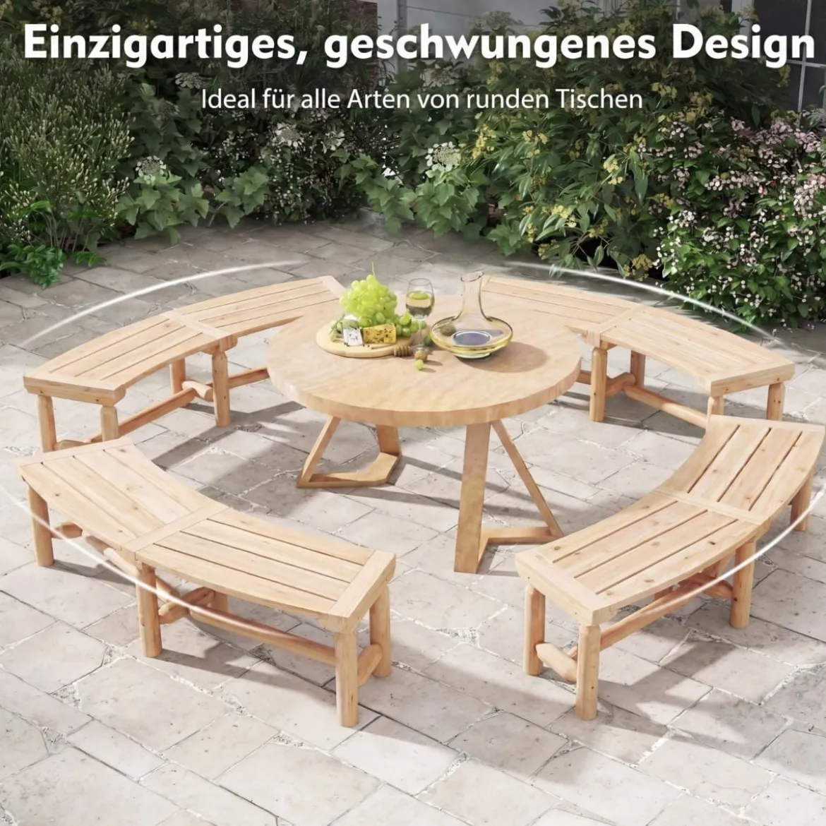Gartenbank ohne Rückenlehne für 2-3 Sitzer Wetterfeste Holzbank bis 325 kg Belastbar Natur