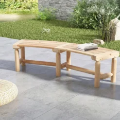 Gartenbank ohne Rückenlehne für 2-3 Sitzer Wetterfeste Holzbank bis 325 kg Belastbar Natur