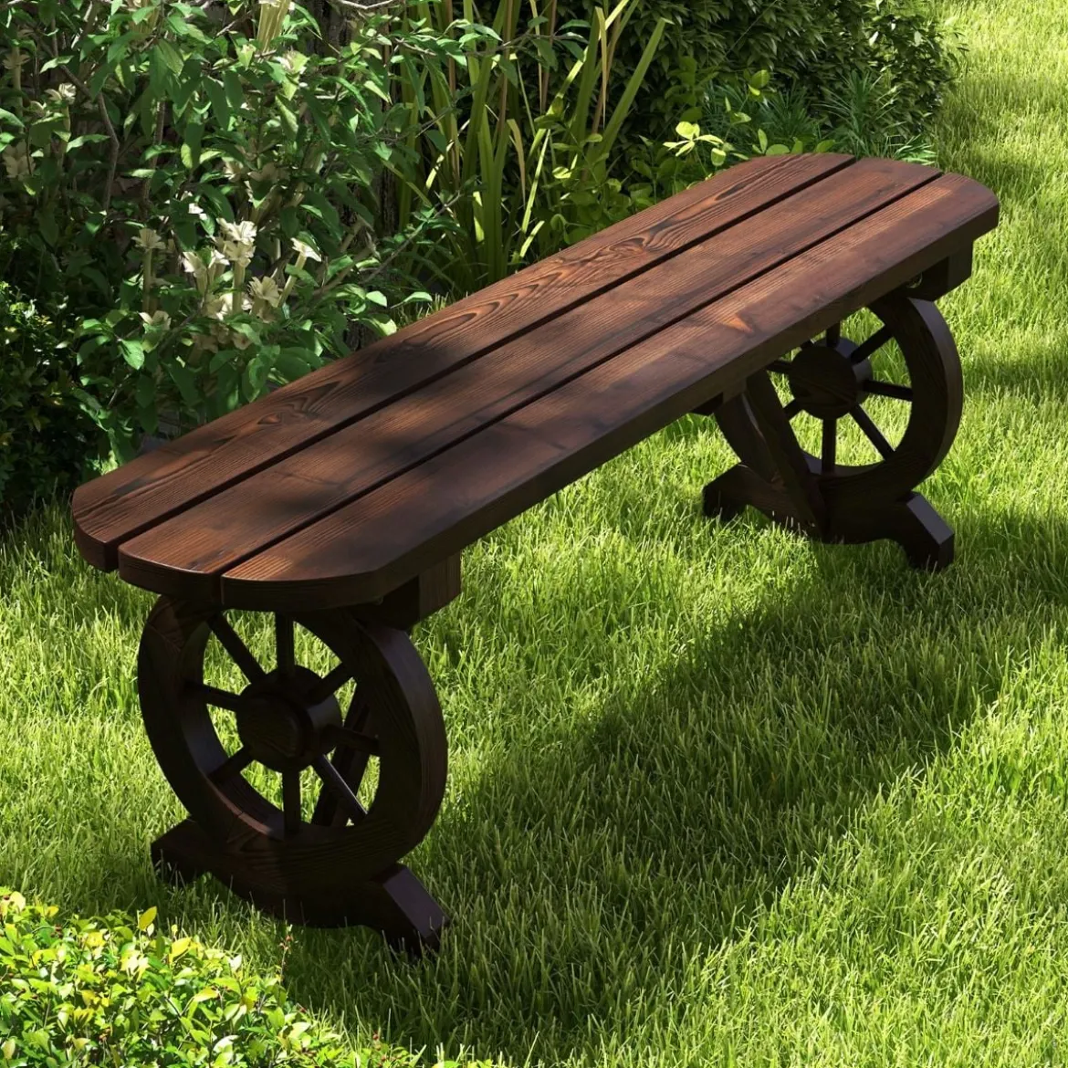 Gartenbank ohne Rückenlehne wetterfeste Sitzbank Holzbank für 2-3 Sitzer bis 325 kg belastbar