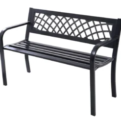 Gartenbank Parkbank Balkon Sitzbank Schwarz 117 x 51 x 76 cm