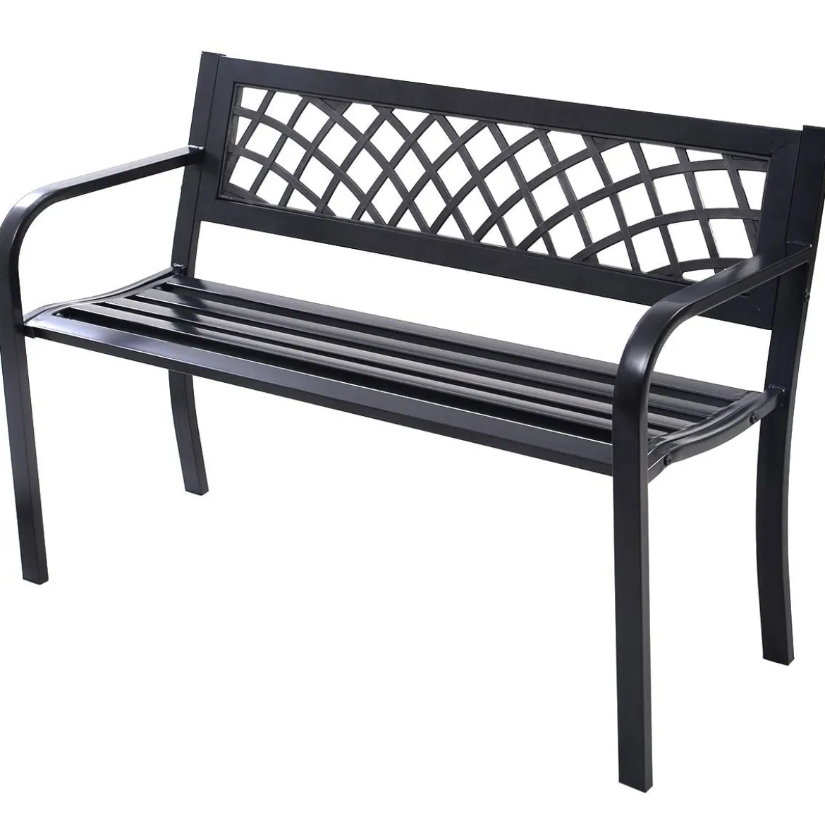 Gartenbank Parkbank Balkon Sitzbank Schwarz 117 x 51 x 76 cm
