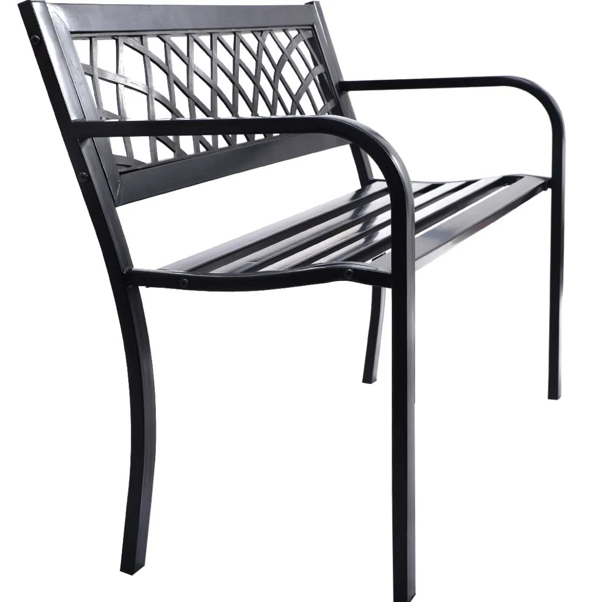 Gartenbank Parkbank Balkon Sitzbank Schwarz 117 x 51 x 76 cm