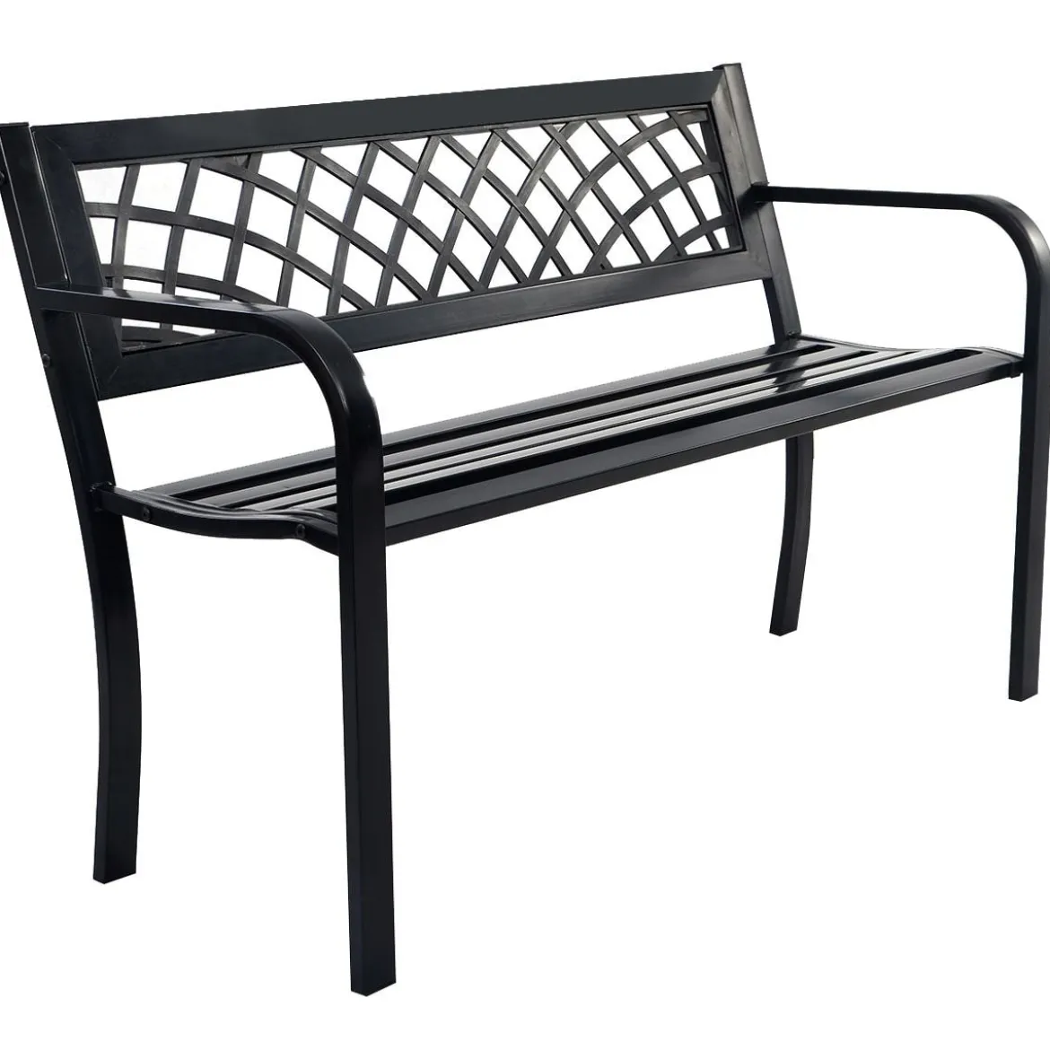 Gartenbank Parkbank Balkon Sitzbank Schwarz 117 x 51 x 76 cm