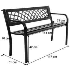 Gartenbank Parkbank Balkon Sitzbank Schwarz 117 x 51 x 76 cm