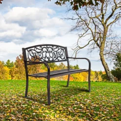 Gartenbank Parkbank Ruhebank mit Rückenlehnen Antike Gartenbank Möbel für den Außenbereich Bronze