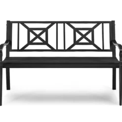 Gartenbank Parkbank Sitzbank Eisenbank mit Rückenlehne 128 x 63 x 82 cm Schwarz