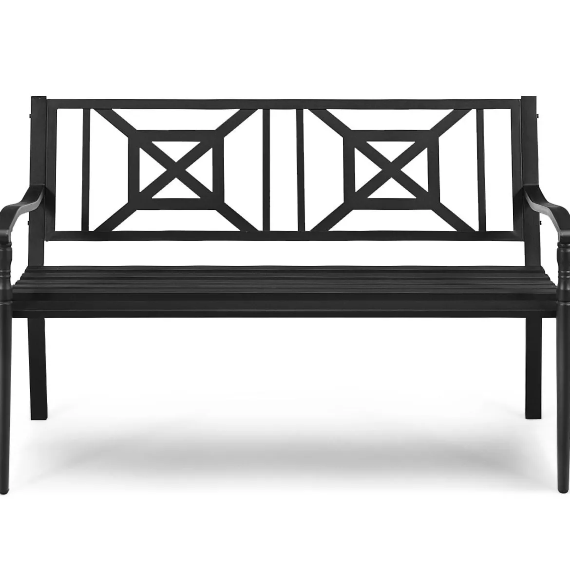 Gartenbank Parkbank Sitzbank Eisenbank mit Rückenlehne 128 x 63 x 82 cm Schwarz